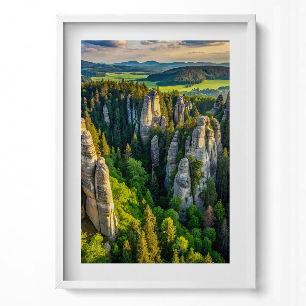 Tablou living cu rama modern O vedere de sus a peisajului cu munți și păduri unice