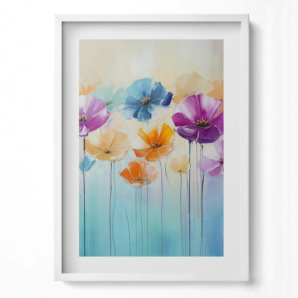 Tablou living cu rama modern Flori colorate pictate