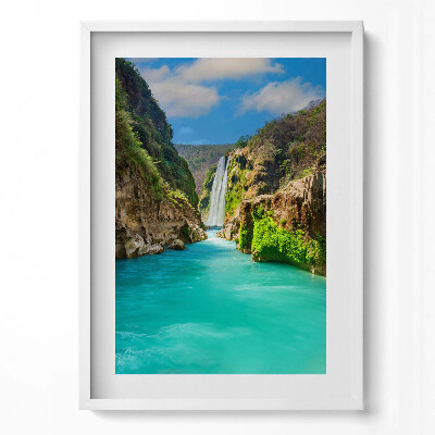 Tablou living cu rama modern Cascadă și râu tropical