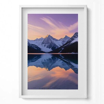 Tablou rama modern Peisaj cu munți și lac seara