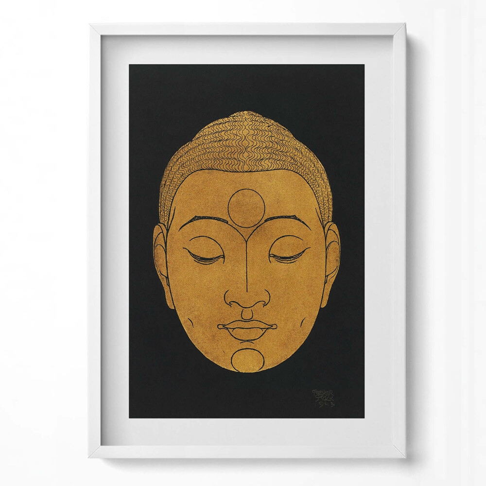 Tablou rama modern Cap de Buddha de aur