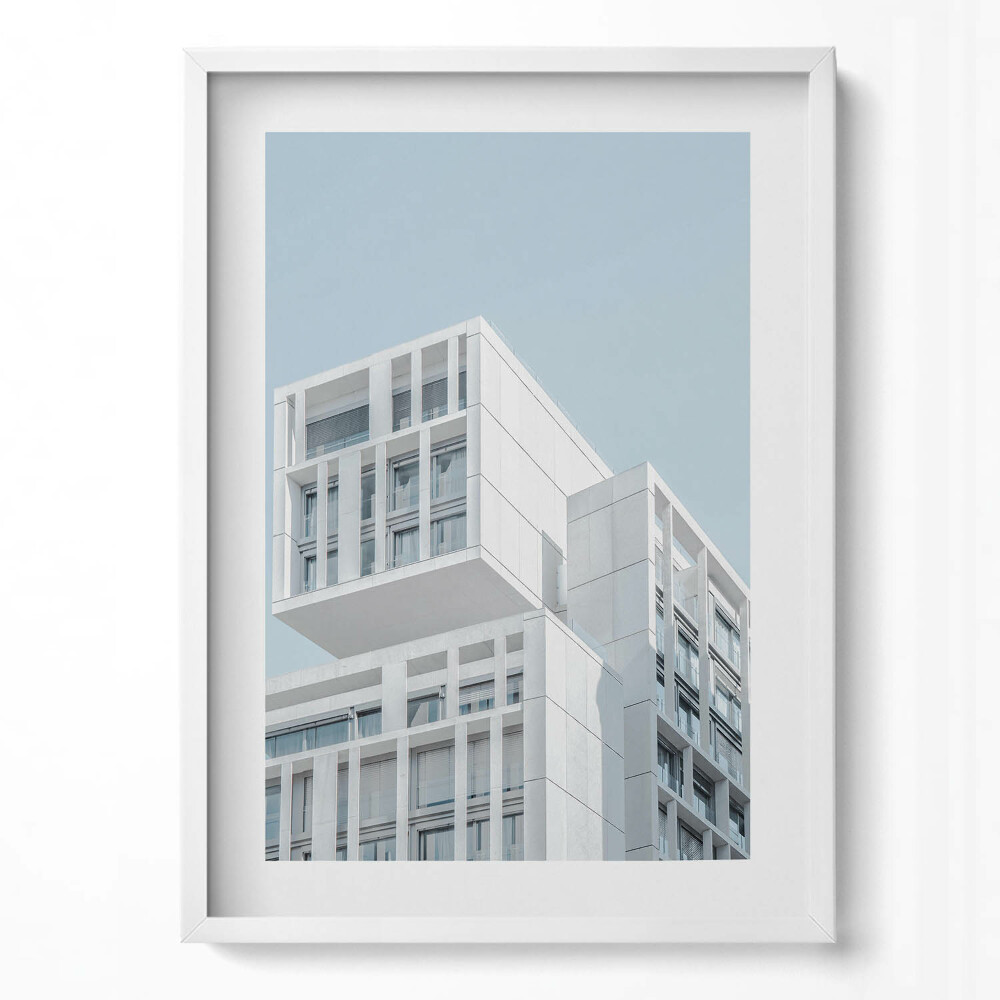 Tablou living cu rama modern Arhitectură minimalistă a clădirii albe