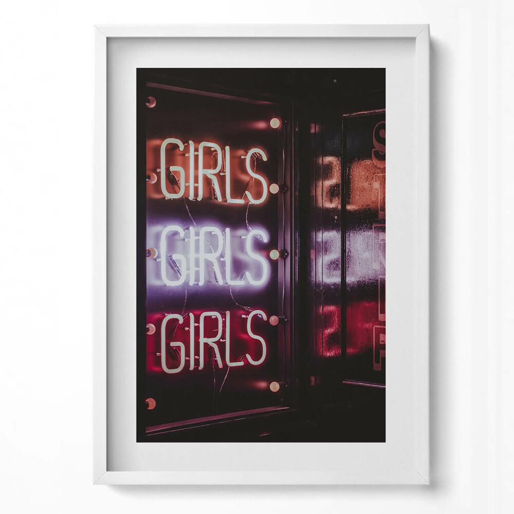 Tablou living cu rama modern „Fete neon strălucitoare”