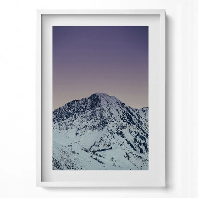 Tablou living cu rama modern Vârf de munte înzăpezit la amurg