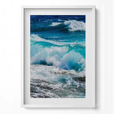 Tablou living cu rama modern Valuri de apă albastră a mării