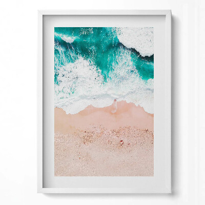 Tablou rama modern Valurile mării pe plajă din vedere de pasăre