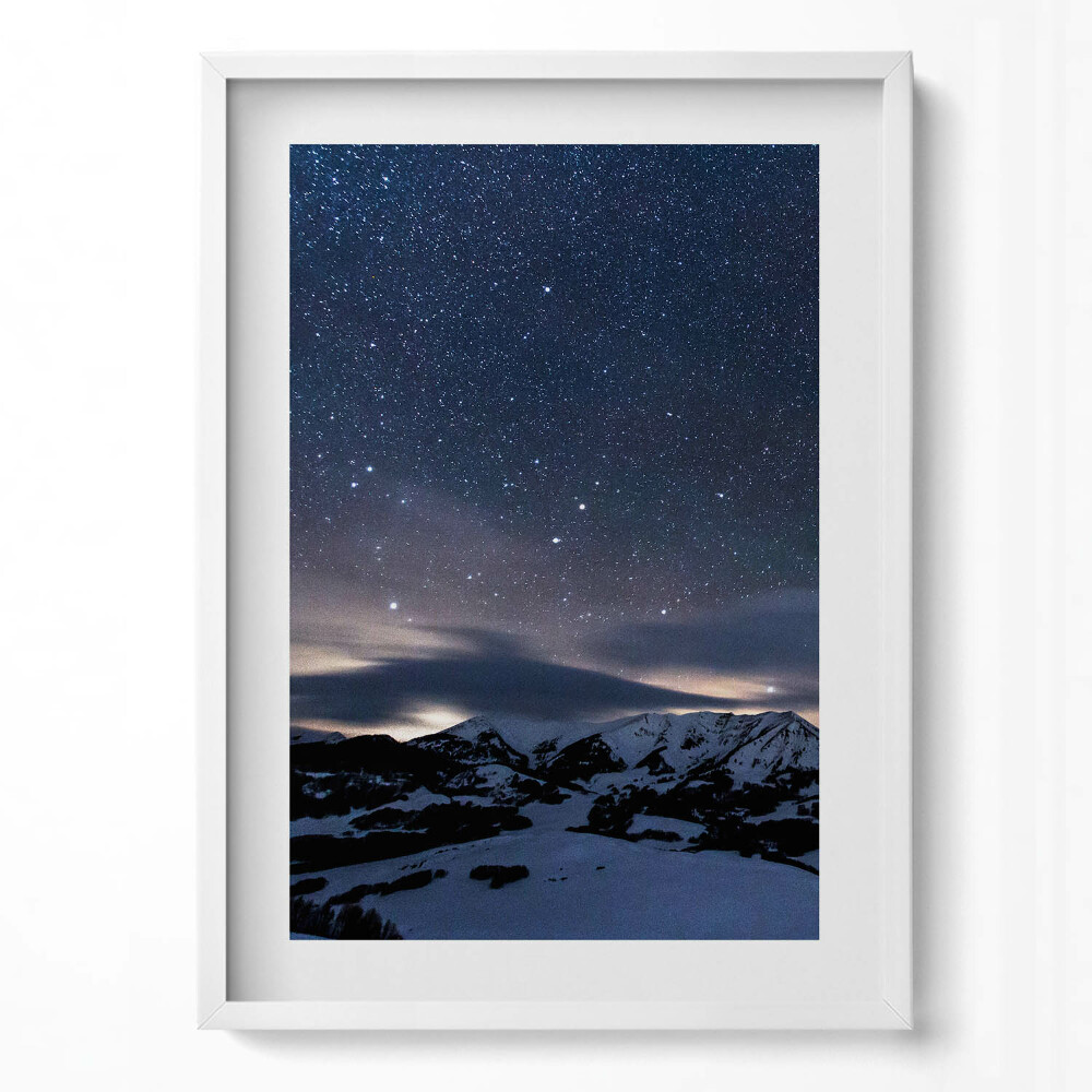 Tablou rama modern Stele noaptea pe cerul munților