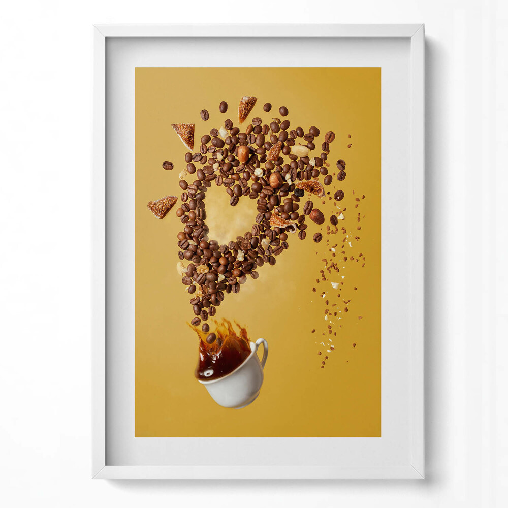 Tablou living cu rama modern Ceașcă de cafea și cereale abstracte