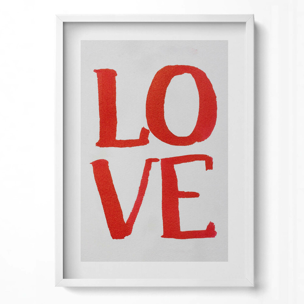 Tablou living cu rama modern Graffiti roșu cu litere LOVE