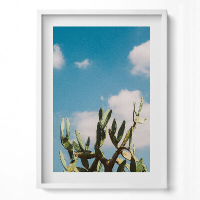 Tablou living cu rama modern Cactus pe fundalul cerului