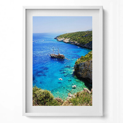 Tablou rama modern Peisaj al unei nave pe mare și pe țărm