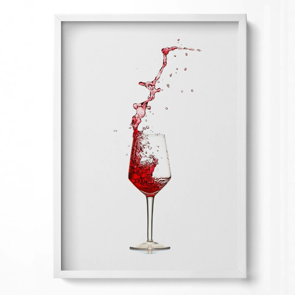 Tablou living cu rama modern Un pahar de vin roșu turnat