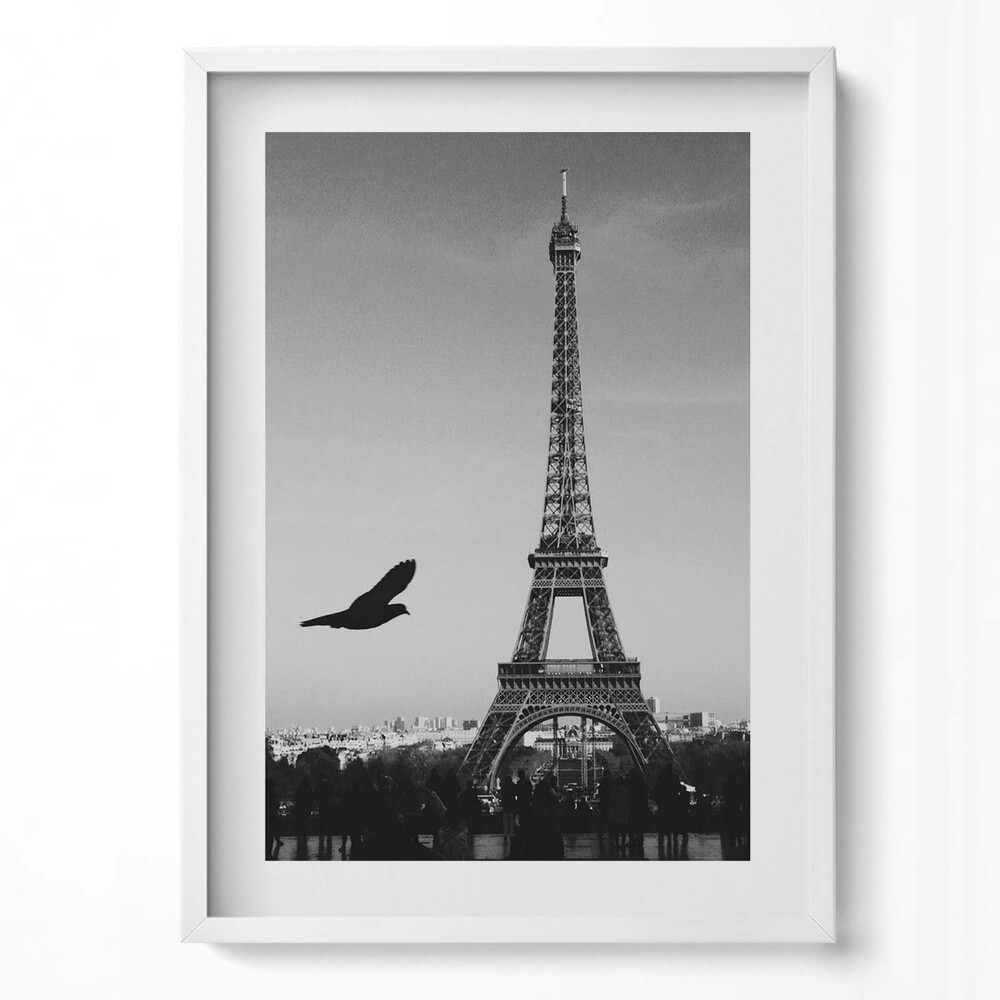 Tablou living cu rama modern Turnul Eiffel și Pasărea Zburătoare din Paris