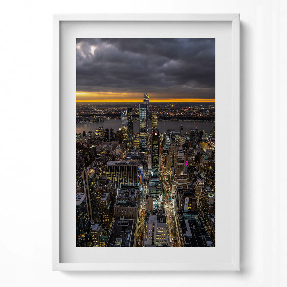 Tablou rama modern Arhitectura orașului din perspectiva unei păsări noaptea