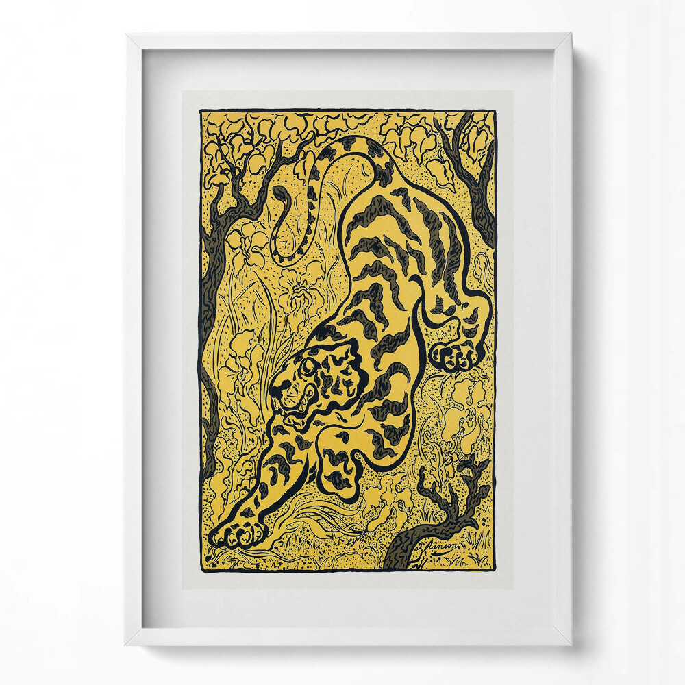 Tablou living cu rama modern Ilustrație tigru chinezesc