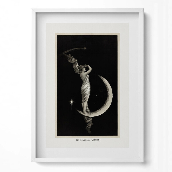 Tablou living cu rama modern Ilustrație vintage cu femeie și lună