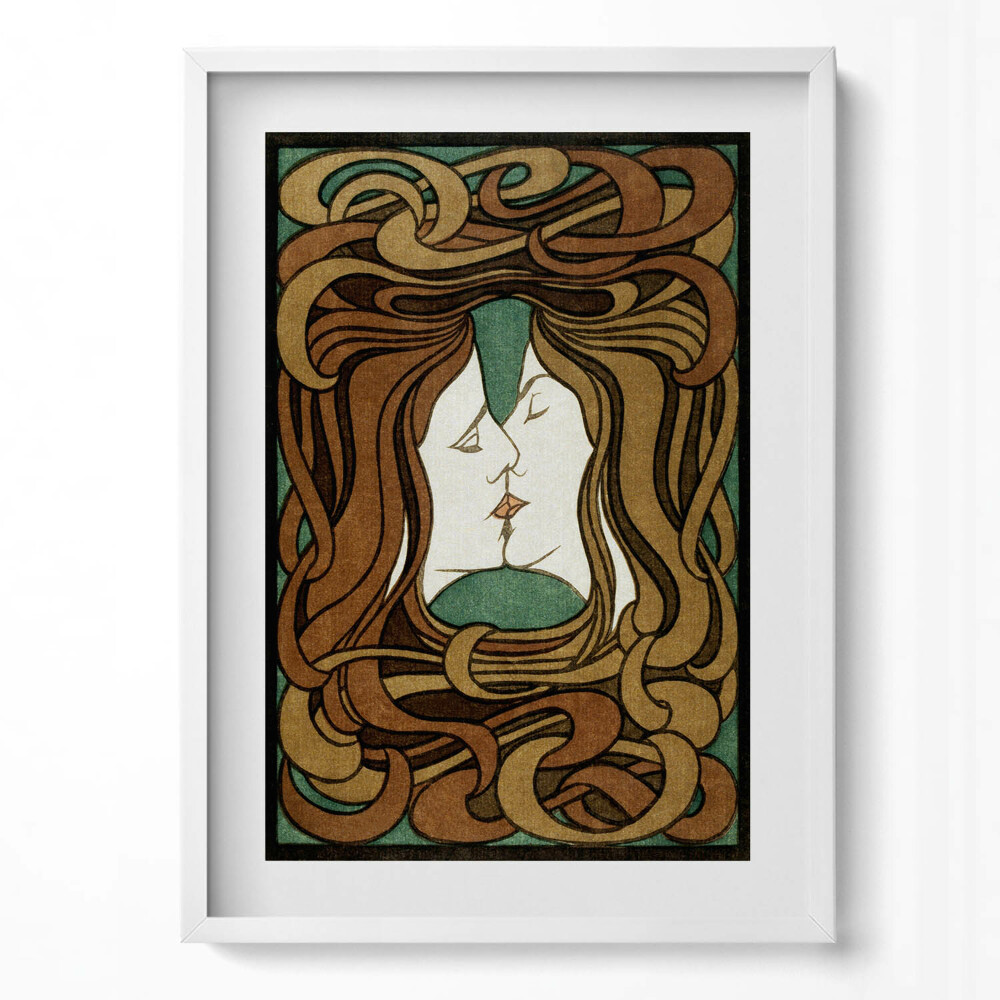 Tablou rama modern Ilustrație cu două femei sărutându-se