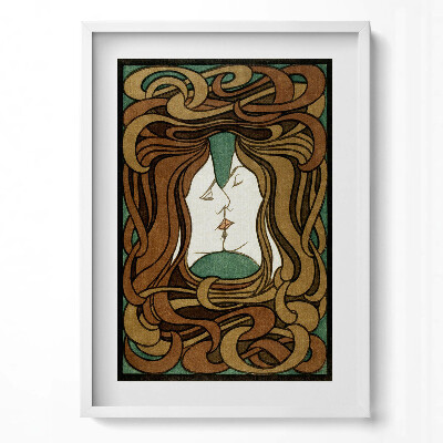 Tablou rama modern Ilustrație cu două femei sărutându-se