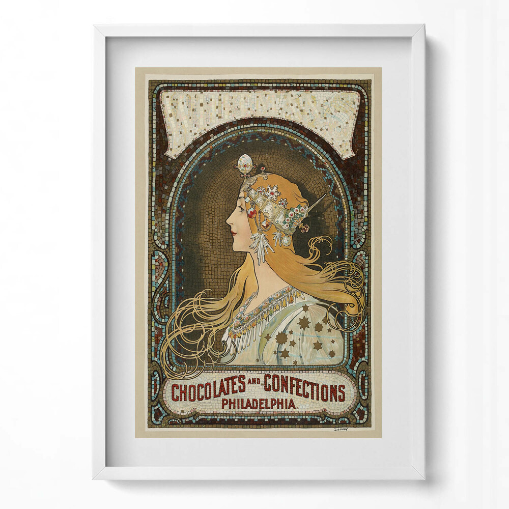 Tablou living cu rama modern Ilustrație a unei femei - Alfons Mucha