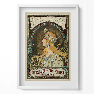 Tablou living cu rama modern Ilustrație a unei femei - Alfons Mucha