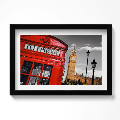 Tablou living cu rama original Cabină telefonică și Big Ben - Anglia