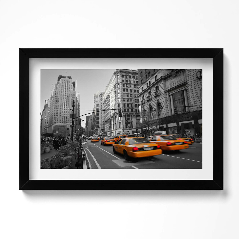 Tablou rama original Traficul taxiurilor pe bulevardul Manhattan