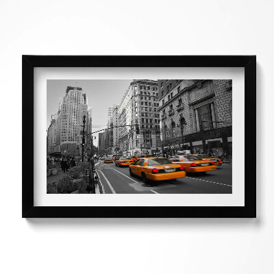 Tablou rama original Traficul taxiurilor pe bulevardul Manhattan