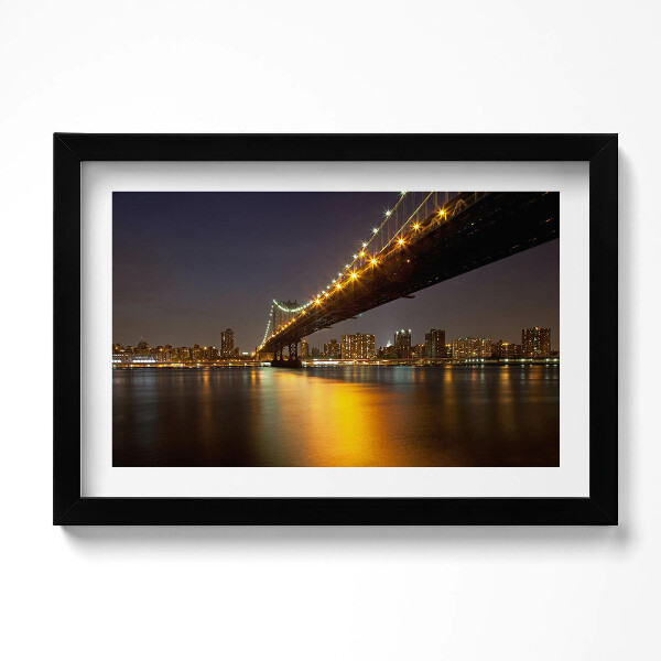 Tablou rama original Podul Brooklyn iluminat din New York