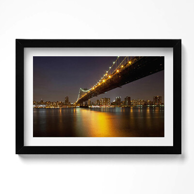 Tablou rama original Podul Brooklyn iluminat din New York