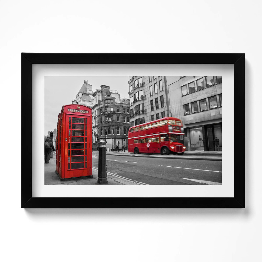 Tablou rama original Autobuz american de epocă pe stradă