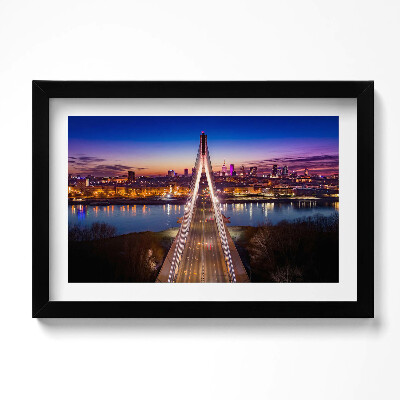 Tablou living cu rama original Podul și orașul seara