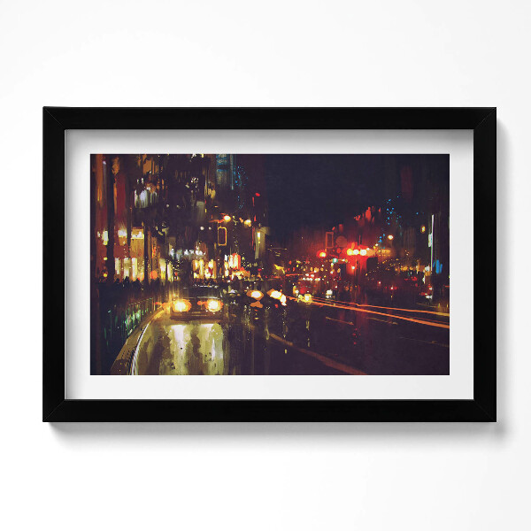 Tablou living cu rama original Oraș pictat încețoșat