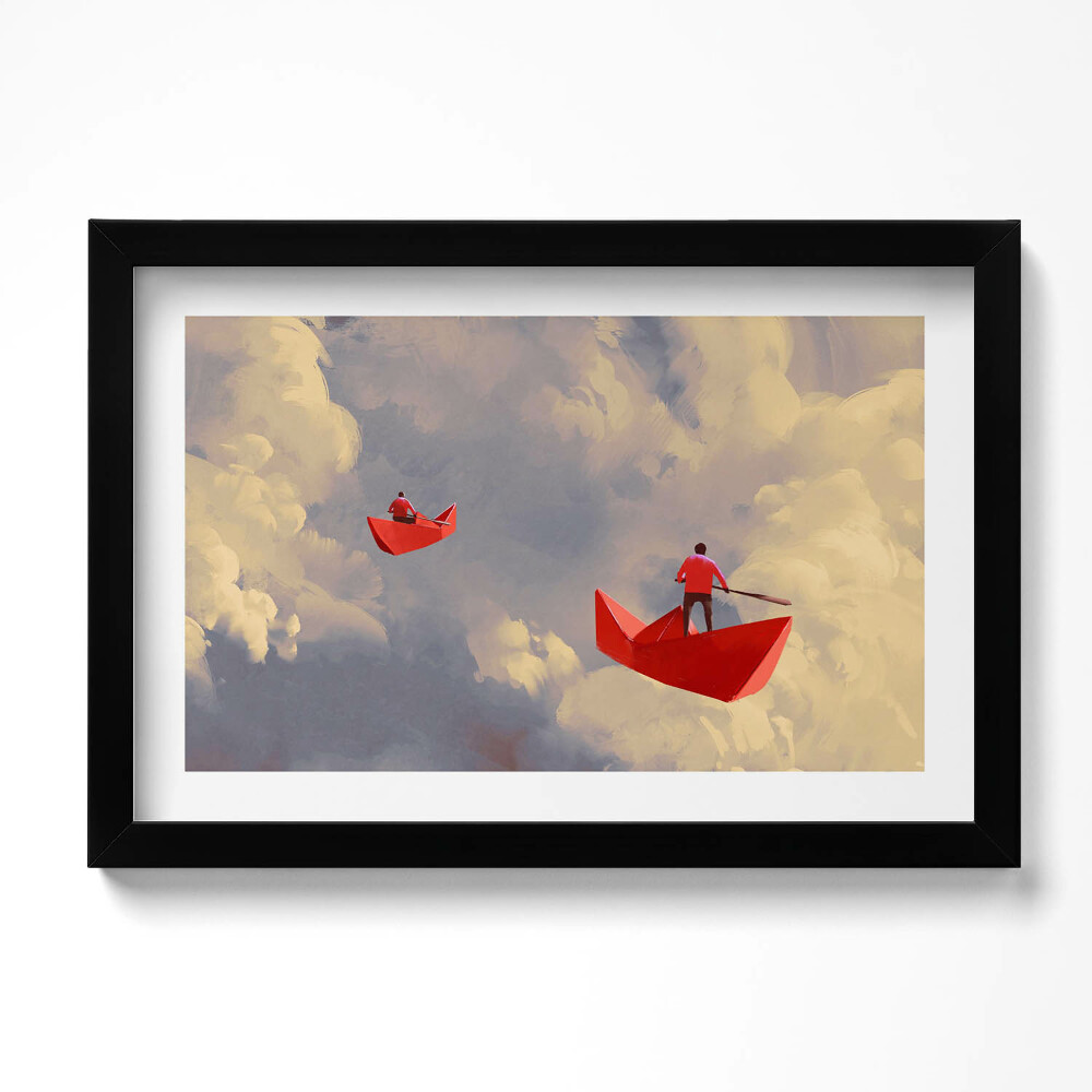 Tablou rama original Călătorind pe nave de hârtie