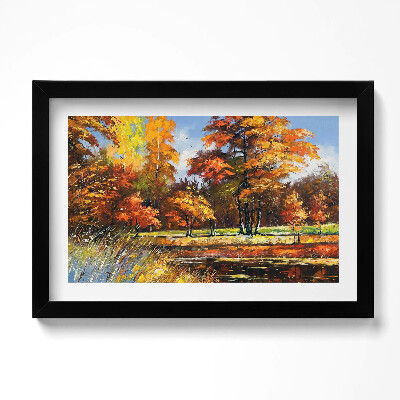 Tablou living cu rama original Toamna pictată și râul