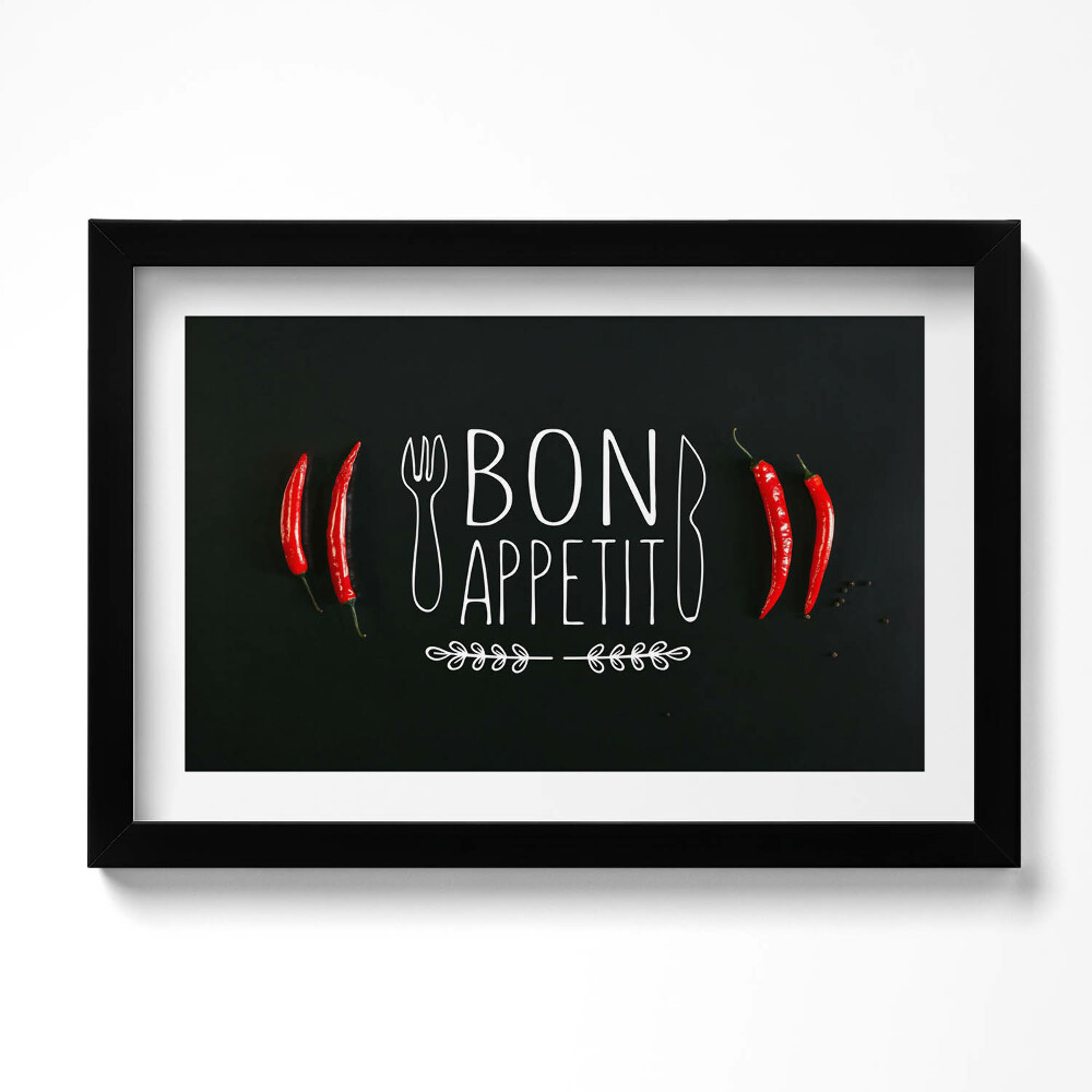 Tablou living cu rama original Inscripția „Poftă bună”