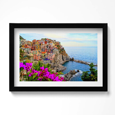 Tablou rama original Flori și coasta Cinque Terre, Italia