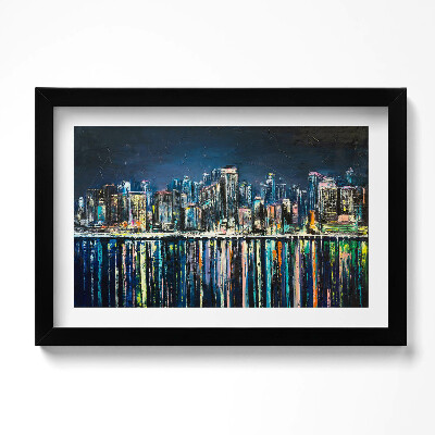 Tablou living cu rama original Țara Florilor - un oraș fantastic de pe litoral