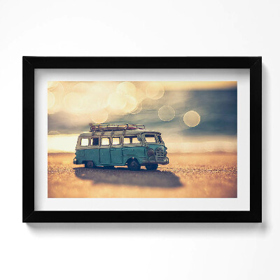 Tablou living cu rama original Rulotă pe plajă