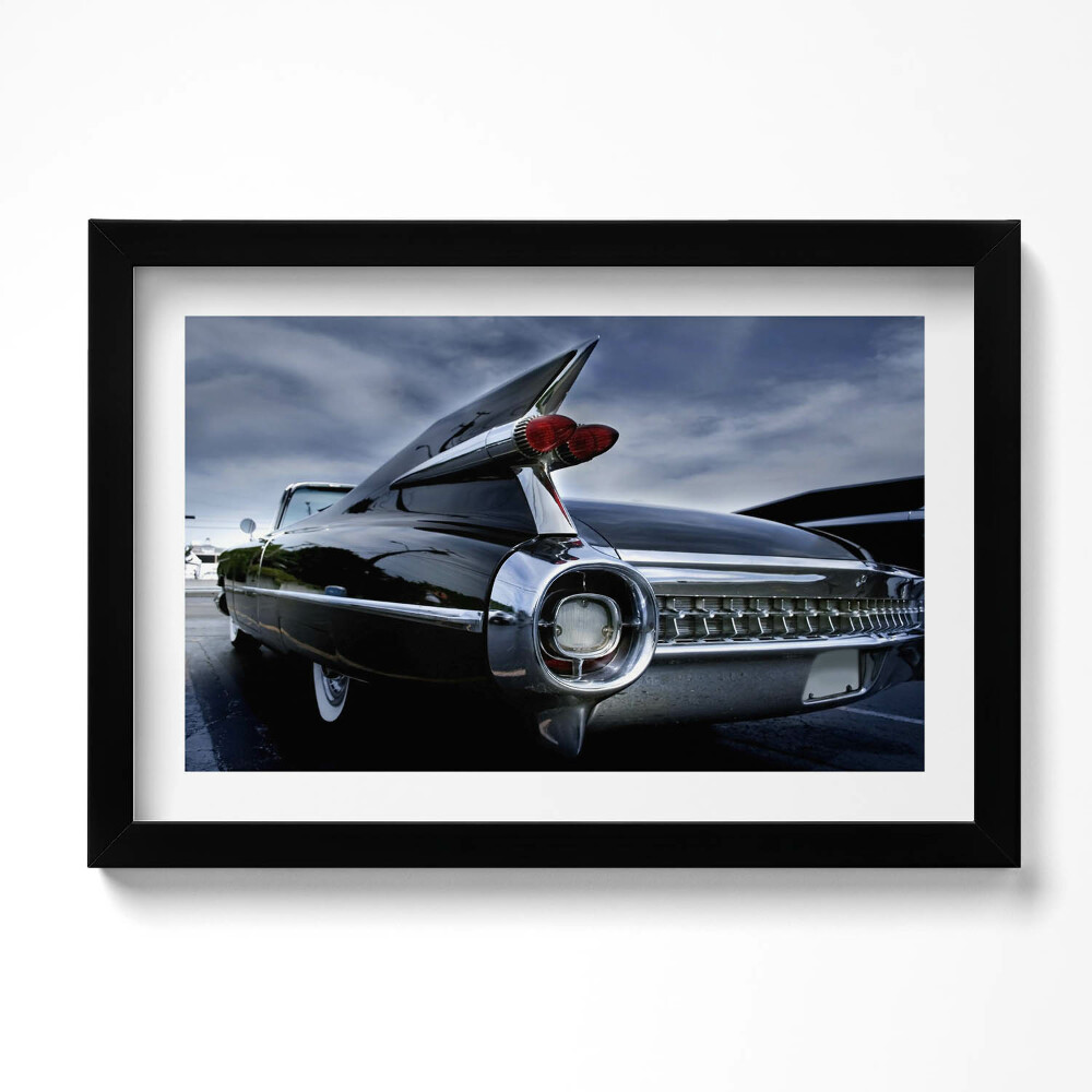 Tablou living cu rama original Mașină de epocă Cadillac negru