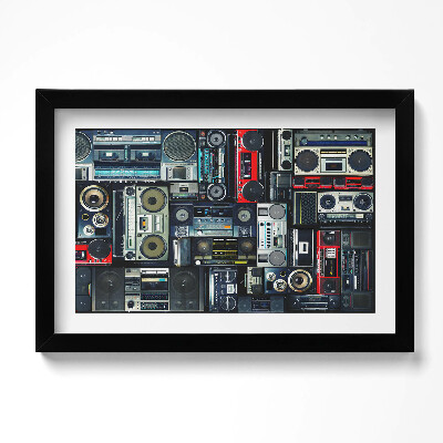 Tablou living cu rama original Muzică - Boombox vintage