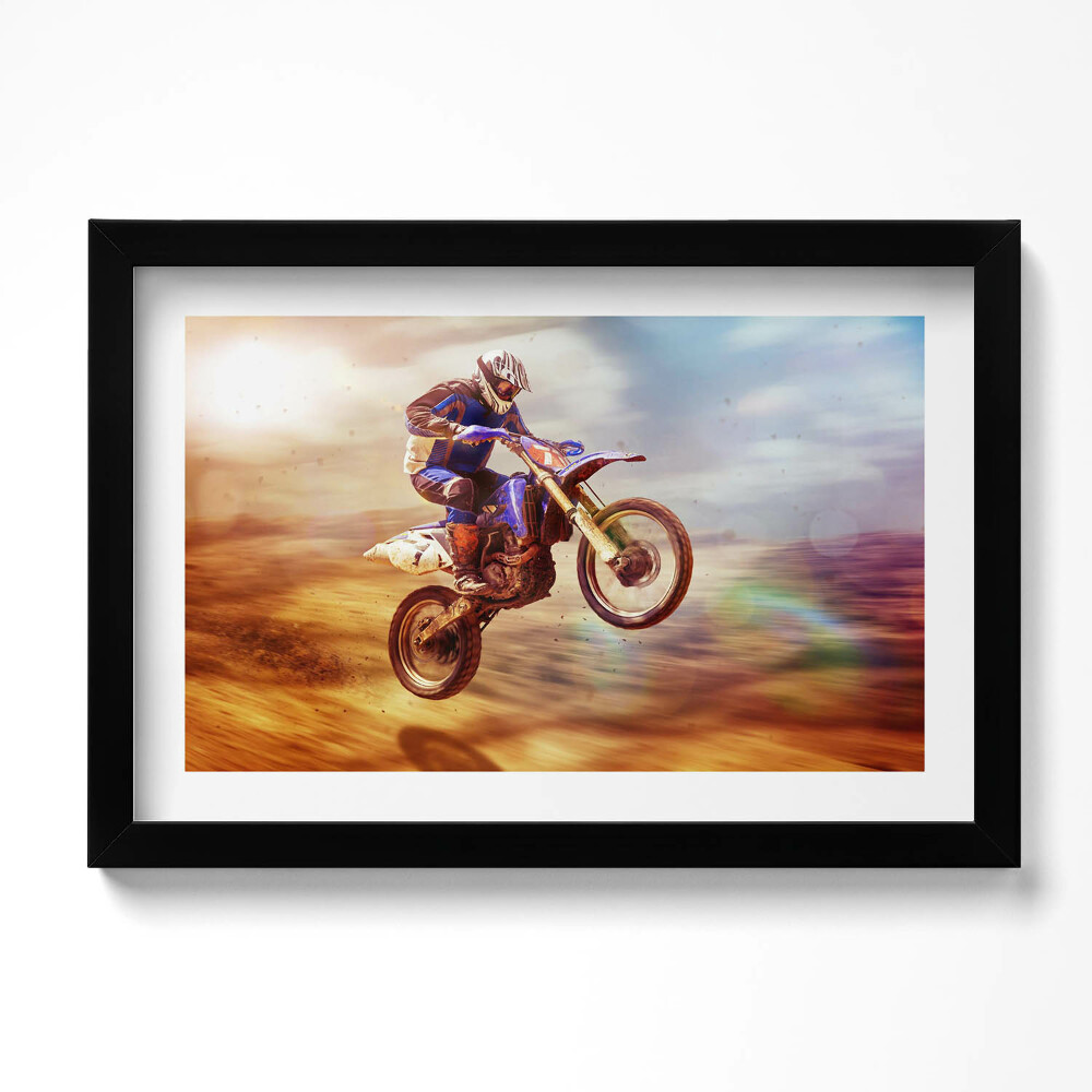 Tablou rama original Motociclist în deșert