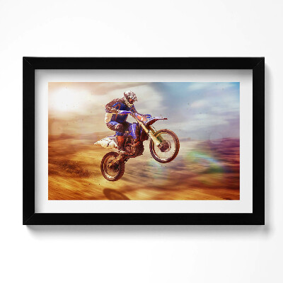 Tablou rama original Motociclist în deșert
