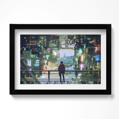 Tablou rama original Orașul Cyber-Punk