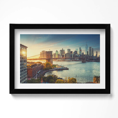 Tablou living cu rama original Podul Brooklyn din New York, Manhattan