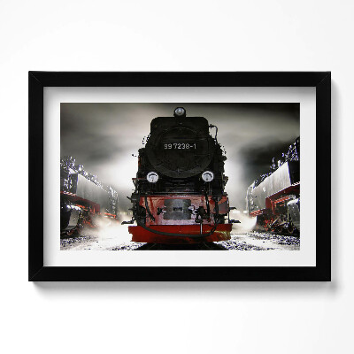 Tablou rama original Locomotive noaptea