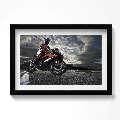 Tablou living cu rama original Bărbat pe motocicletă