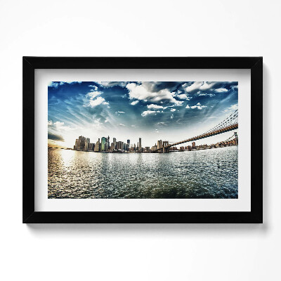 Tablou rama original Orașul și Podul Brooklyn