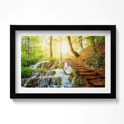 Tablou rama original Pârâu și scări în pădure