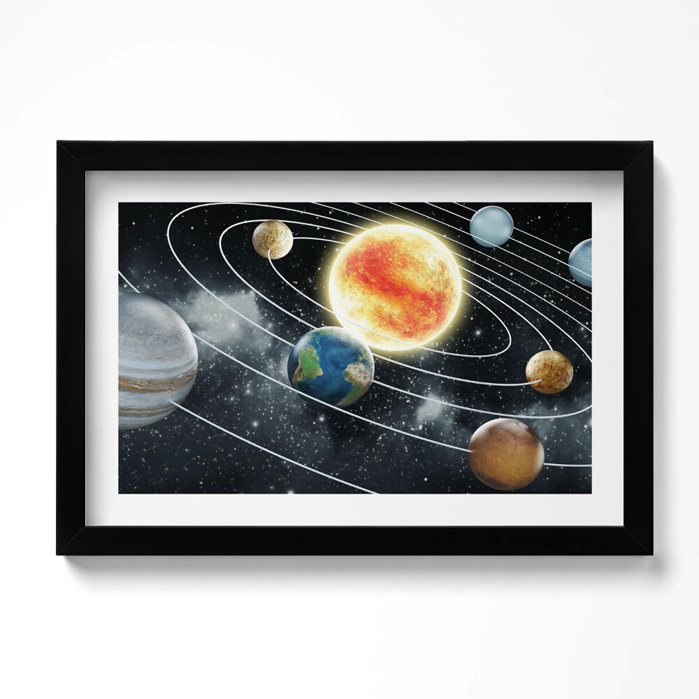 Tablou living cu rama original Sistemul solar