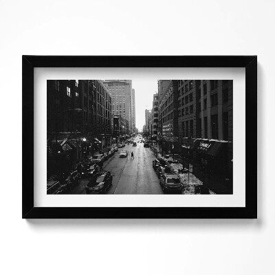 Tablou living cu rama original Străzile alb-negre din Chicago